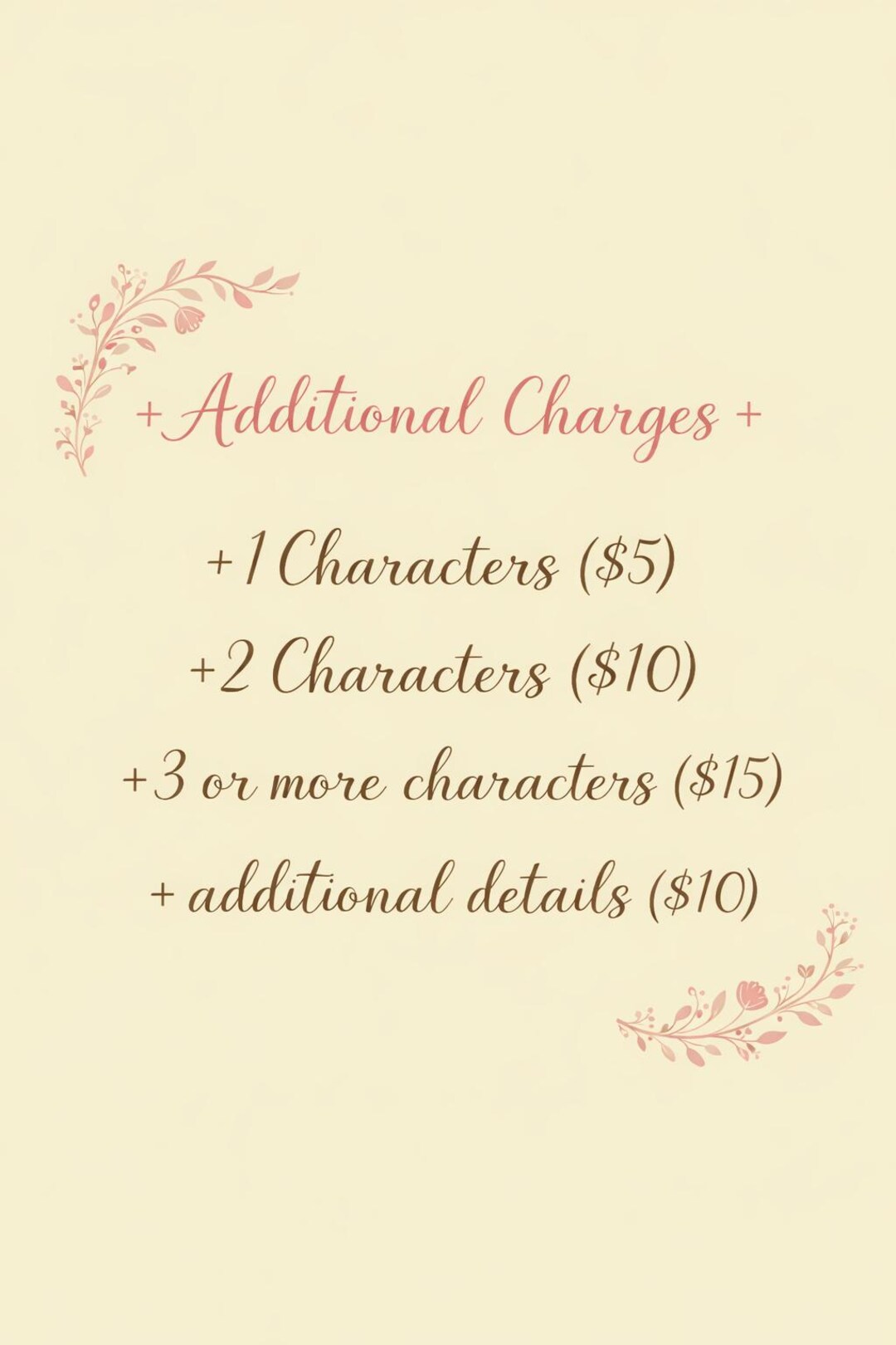 Additonal Charges/design Add-ons - Etsy