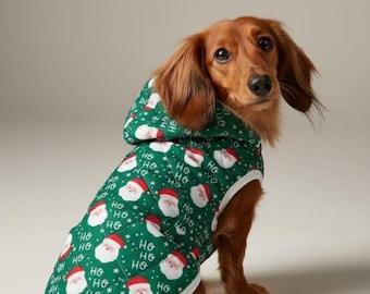 Christmas Dog Hoodie | Santa Print Pet Sweater | Cozy Holiday Jacket for Small Dogs