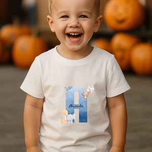 Children&#39;s shirt personalized with name and number, birthday shirt children, personalized shirt animals 1-6 years, T-Shirt children balloon