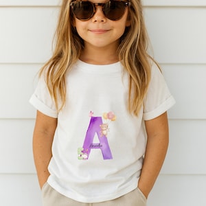 Personalized children&#39;s shirt with name and number, birthday shirt children, personalized shirt animals 1-6 years, T-Shirt children balloon