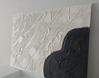 Arte de parede em gesso texturizado: decoração minimalista escandinava zen