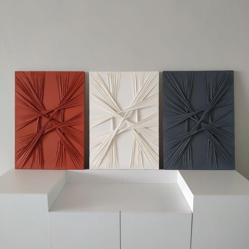 Textured Plaster Wall Art Set: 3D Abstract Canvas Painting - Etsy