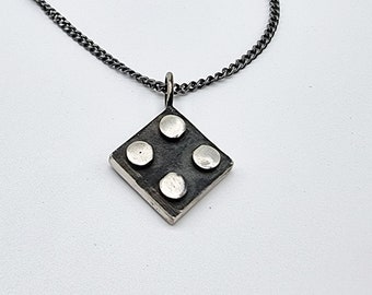 Brick Necklace-lego jewelry-lego necklace-Silver-Brick Pendant-Apocalyptic Jewelry-Burning Man-Mens Rough Jewelry-Lego Jewelry-brick-MJ