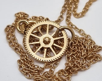 GB Golden Gear-Compass-Clock Parts-Gear-Cool-Minimalist-Dainty-Cog-Industrial jewelry-Time-Chain-Steampunk Gold jewelry-Steampunk