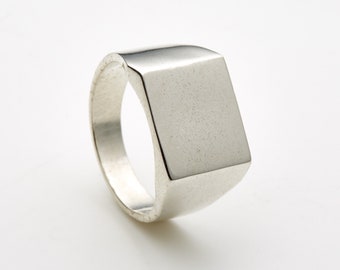 Solid-Square Signet ring-Square Silver Signet Ring-Classic Signet ring-Mens Silver Signet Ring-Mens Jewelry-Classic-Jewelry for men-MJ