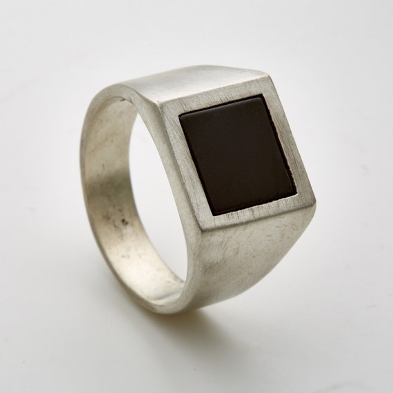 Black Square Onyx Signet Ring Black Square Men S Black Etsy