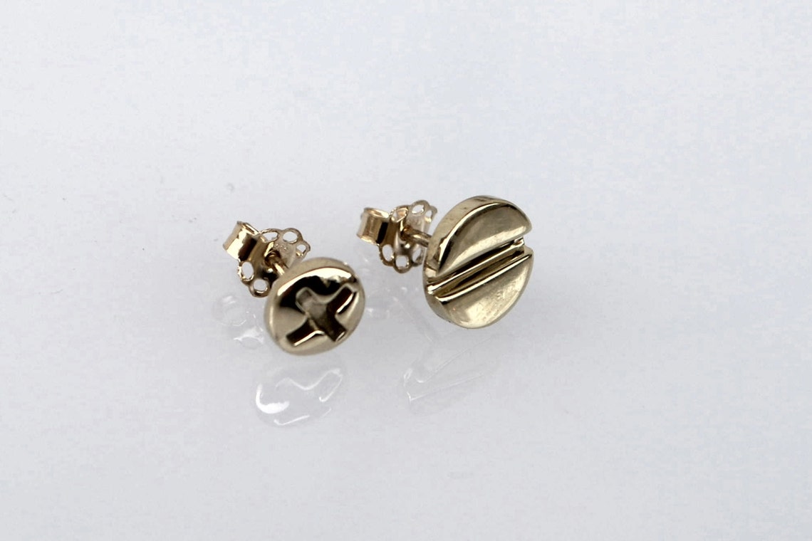 Gold Phillips Screw Studs Screw Head Earrings14 Karat Solid Etsy
