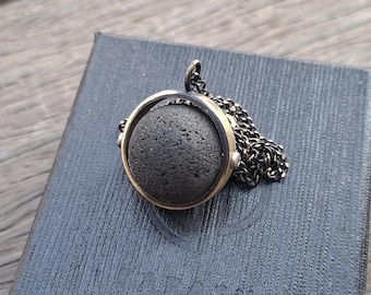 Kinetic Black Lava Ball Bronze fidget necklace-Brass  Jewelry