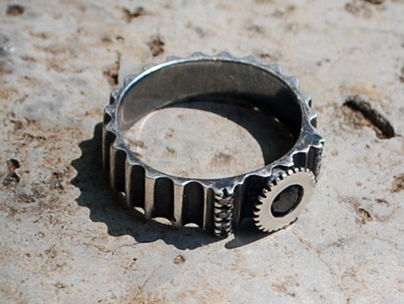 Royal Steampunk-Black Diamond Silver Ring image 1