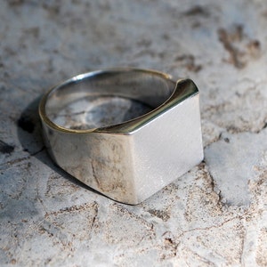 Solid-square Signet Ring-square Silver Signet Ring-classic - Etsy