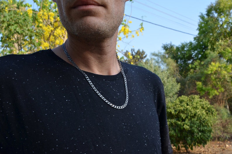 Curb Chain-panzer-5.5w-mens Silver Chain-cool-basic Silver Chain-mens ...