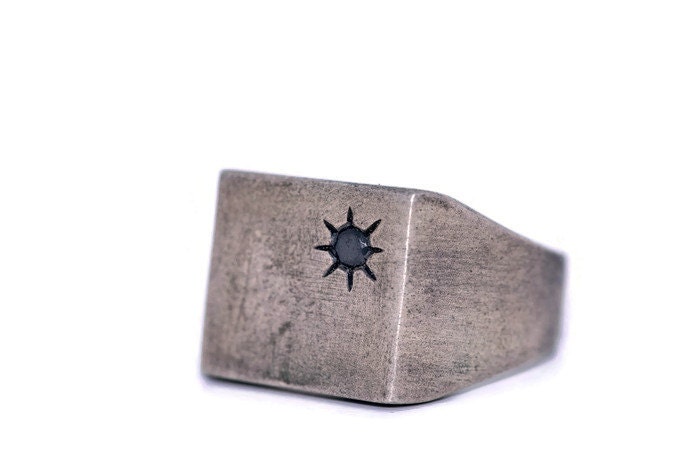 Square Silver Signet Ring-shiny Polished-mens Silver Signet Ring-for ...