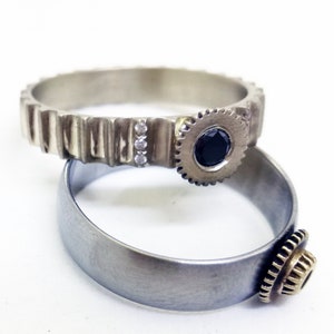 Royal Steampunk-Black Diamond Silver Ring image 5