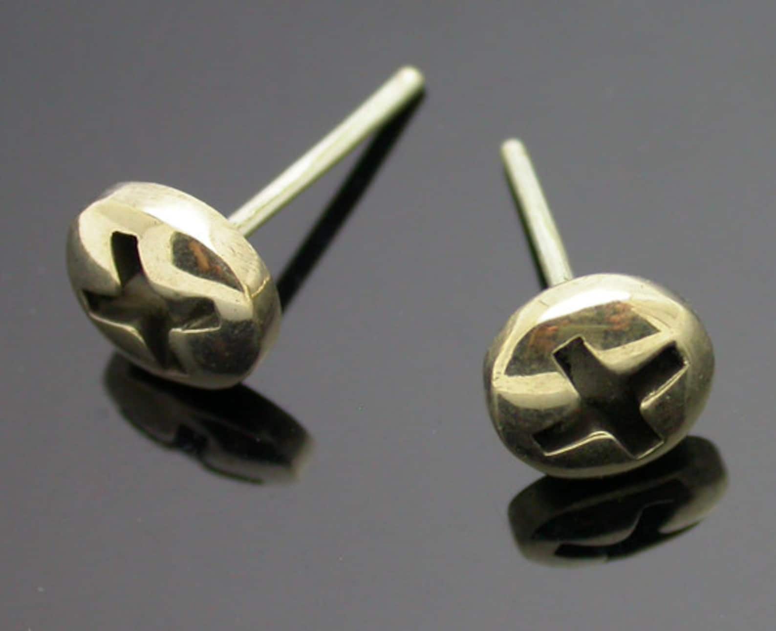 Gold Phillips Screw Studs Screw Head Earrings14 Karat Solid Etsy