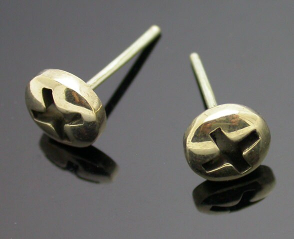 Gold Phillips Screw Studs Screw Head Earrings 14 Karat Solid Etsy