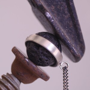 Kinetic Black Lava Ball Bronze fidget necklace-Brass Jewelry image 4