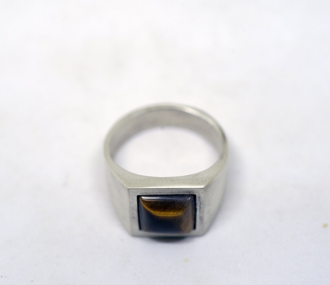 Square Lava Signet-black Lava Ring-lava Ring-lava Signet - Etsy