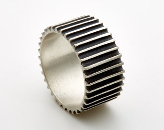 Gearing-Spinning Gear Ring-kinetic ring-Steampunk- Industrial Design-Mens Silver Ring-Spinner-For Engineer-Architectural Ring-Mechanic-MJ