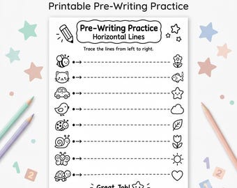 Pre-Writing Worksheets, Line Tracing Practice, Pencil Control, Fine Motor Skills, Preschool Tracing, Toddler Learning