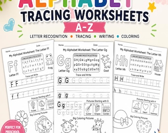 Alphabet Worksheets A-Z | Letter Recognition & Tracing | Preschool Pre-K Kindergarten Handwriting Practice | Printable ABC PDF