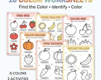 Toddler Color Recognition Worksheets, Find & Color Activities (PDF Download)