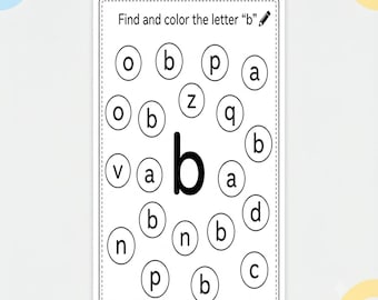 Find and Color Alphabet Worksheets A-Z, Letter Recognition, Preschool Pre-K Kindergarten Printable