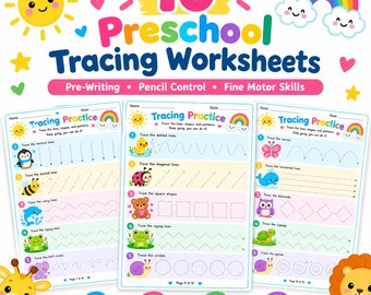 Preschool Tracing Worksheets | Pre-Writing & Fine Motor Activities | Pencil Control Printable PDF