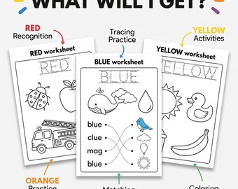Learn Colors Worksheets | Color Recognition & Matching | Toddler Preschool Kindergarten Printable PDF