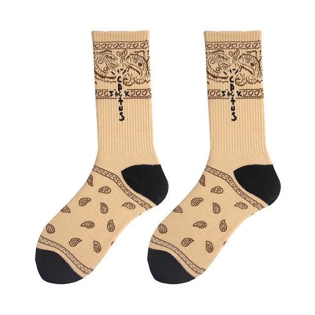 【TRAVIS SCOTT】REVERSE JACK SOCKS BROWN New Travis Scott Cactus Jack Logo Dunk Trails Employee