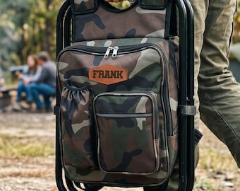 Personalized Folding Cooler Chair Backpack, Groomsmen Insulated Cooler Bag, Fishing Chair, Camping Gear