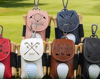 Custom Golf Ball Bag,Personalized Golf Tees Holder,Golf Ball Pouch,Leather Golf Ball Bag,Mini Golf Travel Bag,Gift for Him,Christmas Gifts