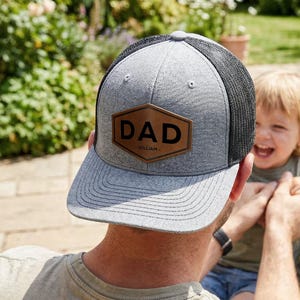Personalized Dad Trucker Hat, Leather Patch Cap for Dad, New Dad Gift, Gift for Husband, Dad Birthday Gift,Papa Cap, Valentines Gift