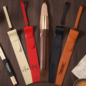 Estuche para baquetas personalizado, bolsa de cuero personalizada para baquetas, regalo para baterista, funda personalizada para baquetas, regalo para músico, soporte para baquetas
