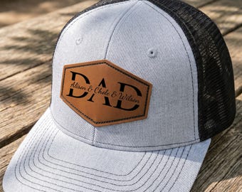 Casquette trucker papa personnalisée, casquette avec patch en cuir pour papa, cadeau nouveau papa, casquette papa