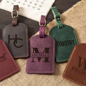 Personalized Luggage Tags, Custom Travel Gift, Engraved Leather Luggage Tag, Groomsmen Gift, Wedding favor Luggage Tag, Monogram Luggage Tag