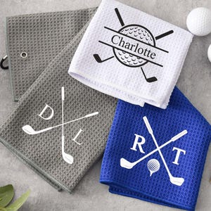 Personalisiertes besticktes Golf-Handtuch, individuelles Golf-Geschenk für Papa, Monogramm-Golf-Handtuch, Golf-Liebhaber-Geschenk, Trauzeugen Geschenke, Weihnachtsgeschenk