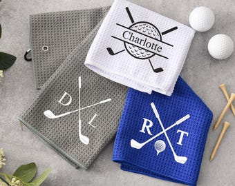 Personalisiertes besticktes Golf-Handtuch, individuelles Golf-Geschenk für Papa, Monogramm-Golf-Handtuch, Golf-Liebhaber-Geschenk, Trauzeugen Geschenke, Weihnachtsgeschenk