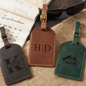 Personalized Leather Luggage Tags, Custom Travel Gift, Engraved Luggage Tag, Groomsmen Gift, Wedding favor Luggage Tag, Monogram Luggage Tag