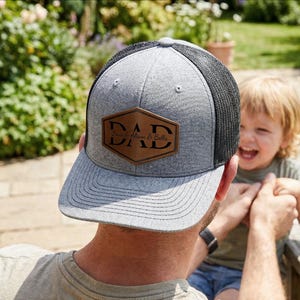 Personalized Dad Trucker Hat, Leather Patch Cap for Dad, New Dad Gift, Gift for Husband, Dad Birthday Gift,Papa Cap, Valentines Gift
