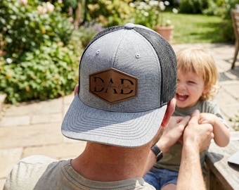 Gepersonaliseerde vader trucker hoed, leren pet met patch voor vader, cadeau nieuwe vader, cadeau voor man, verjaardagscadeau vader, vader pet, valentijnscadeau