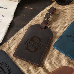 Leather Luggage Tags Personalized, Custom Travel Gift, Engraved Luggage Tag, Groomsmen Gift, Wedding favor Luggage Tag, Monogram Luggage Tag