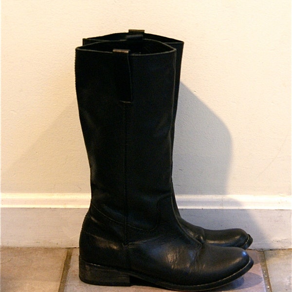 Black Leather Tall Boot - SALE - Womens 8