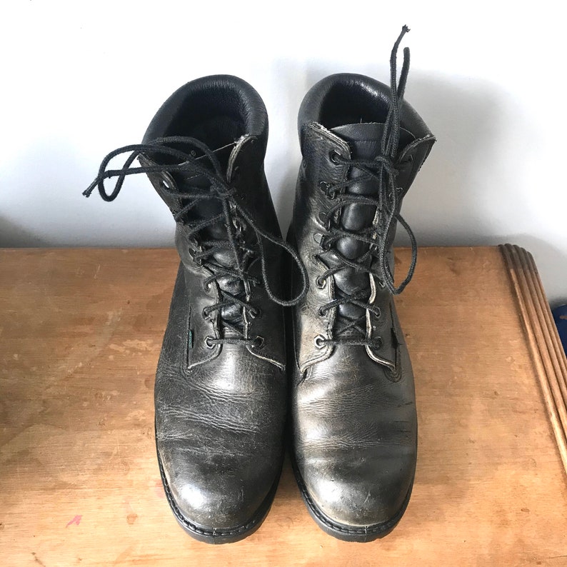 Black Leather Work Boot // Men's 10 // Vintage Bates | Etsy