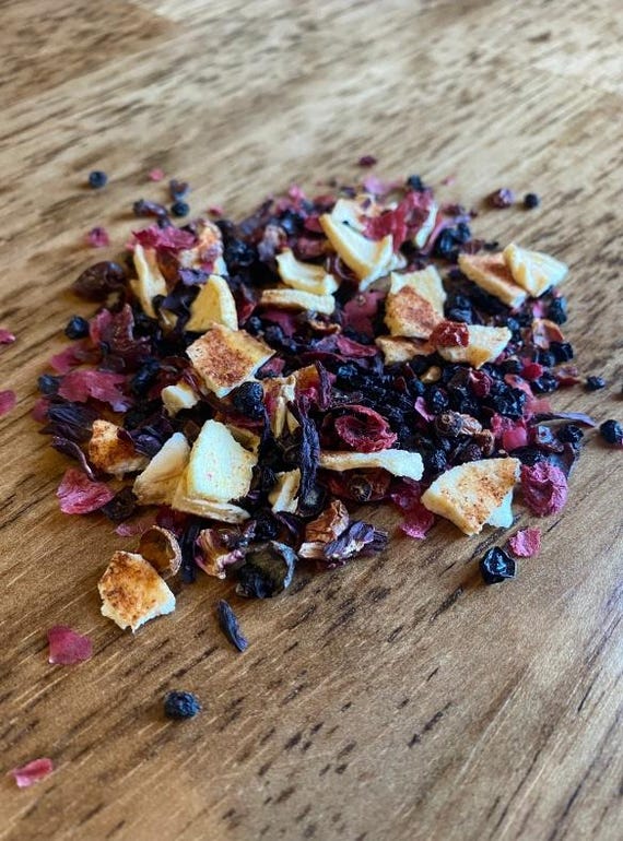 Elderberry Delight Loose Leaf Tea- Hibiscus Tea, Gourmet Tea, Tea Blends, Decaffeinated, Tea Gifts, Herbal Tea, Holiday Tea, Cranberry Tea