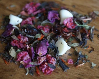Tè sfuso lamponi e panna - Tè fruttato, Tè bianco, Lampone, Tè al cioccolato, Miscele di tè, Contiene caffeina, Cioccolato bianco,