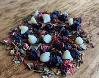 Blaubeer-Sahne-Loseblatt-Tee- Früchtetee, Weißer Tee, Blaubeeren, Gourmet-Tee, Teemischungen, Enthält Koffein, Blaubeertee, Desserttee