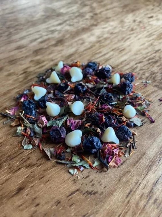 Blueberry & Cream Loose Leaf Tea- Fruity Tea, White Tea, blueberries, Gourmet Tea, Tea Blends, Contains Caffeine, blueberry tea, dessert tea
