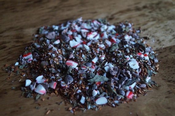 Candy Cane Crush Loose Leaf Tea- Rooibos Tea, Peppermint, Christmas Tea, Winter, Gourmet Tea, Tea Blends, Caffeine Free, Candy Canes, Mint