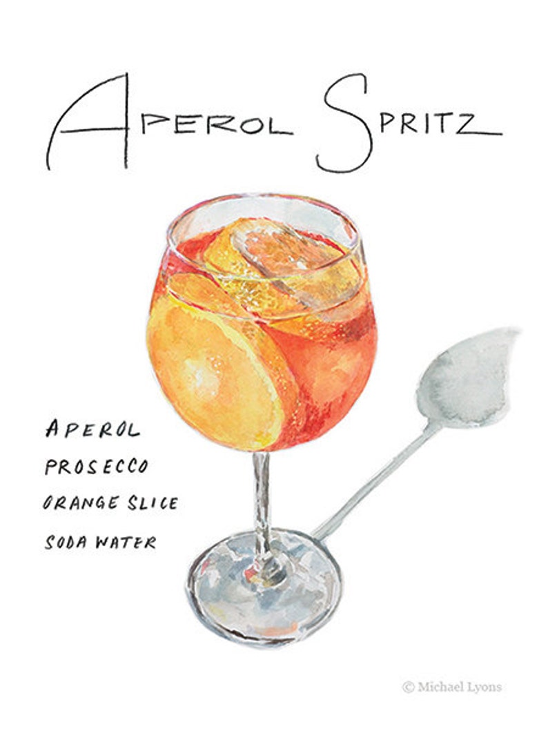 Aperol Spritz 9x12 Framed Watercolor Cocktail Print Etsy