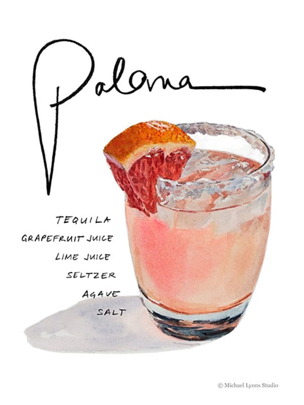 Paloma Cocktail 9x12 Framed Watercolor Print Etsy